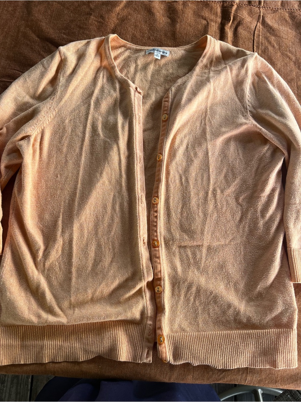 croft & barrow Light Peach Button-Front Cardigan